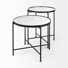 Samantha Black Small Mirror Top Accent Table