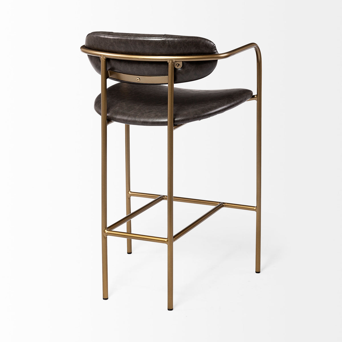 Parker Brown/Gold Faux Leather Seat Metal Counter Stool