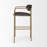 Parker Brown/Gold Faux Leather Seat Metal Bar Stool