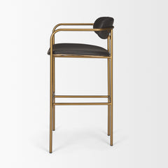 Parker Brown/Gold Faux Leather Seat Metal Bar Stool