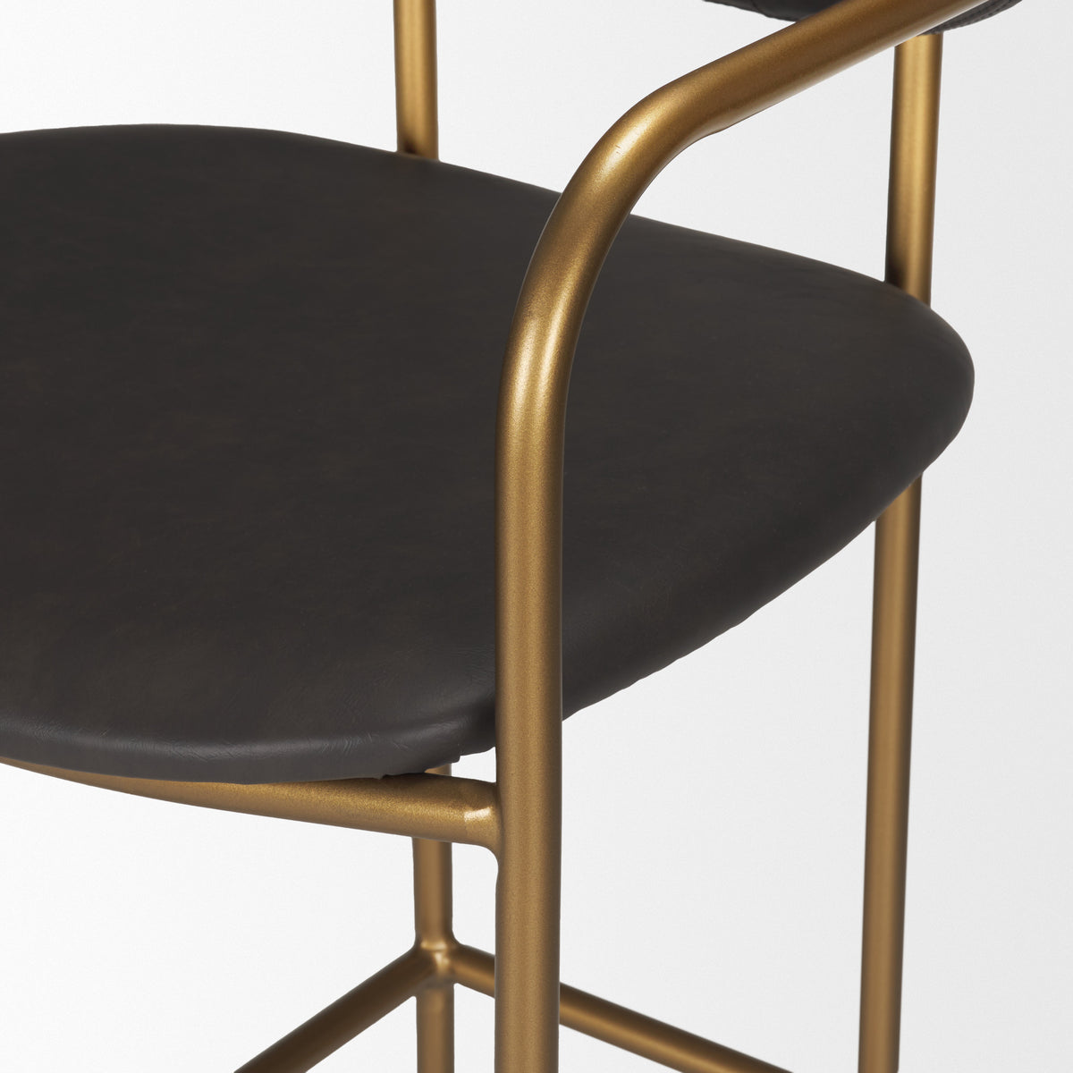Parker Brown/Gold Faux Leather Seat Metal Bar Stool
