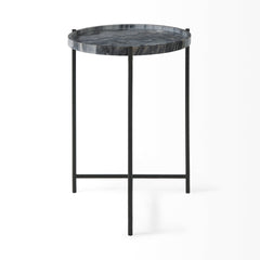 Stella Gray/Black Round Marble Top Accent Table - Ornate Home