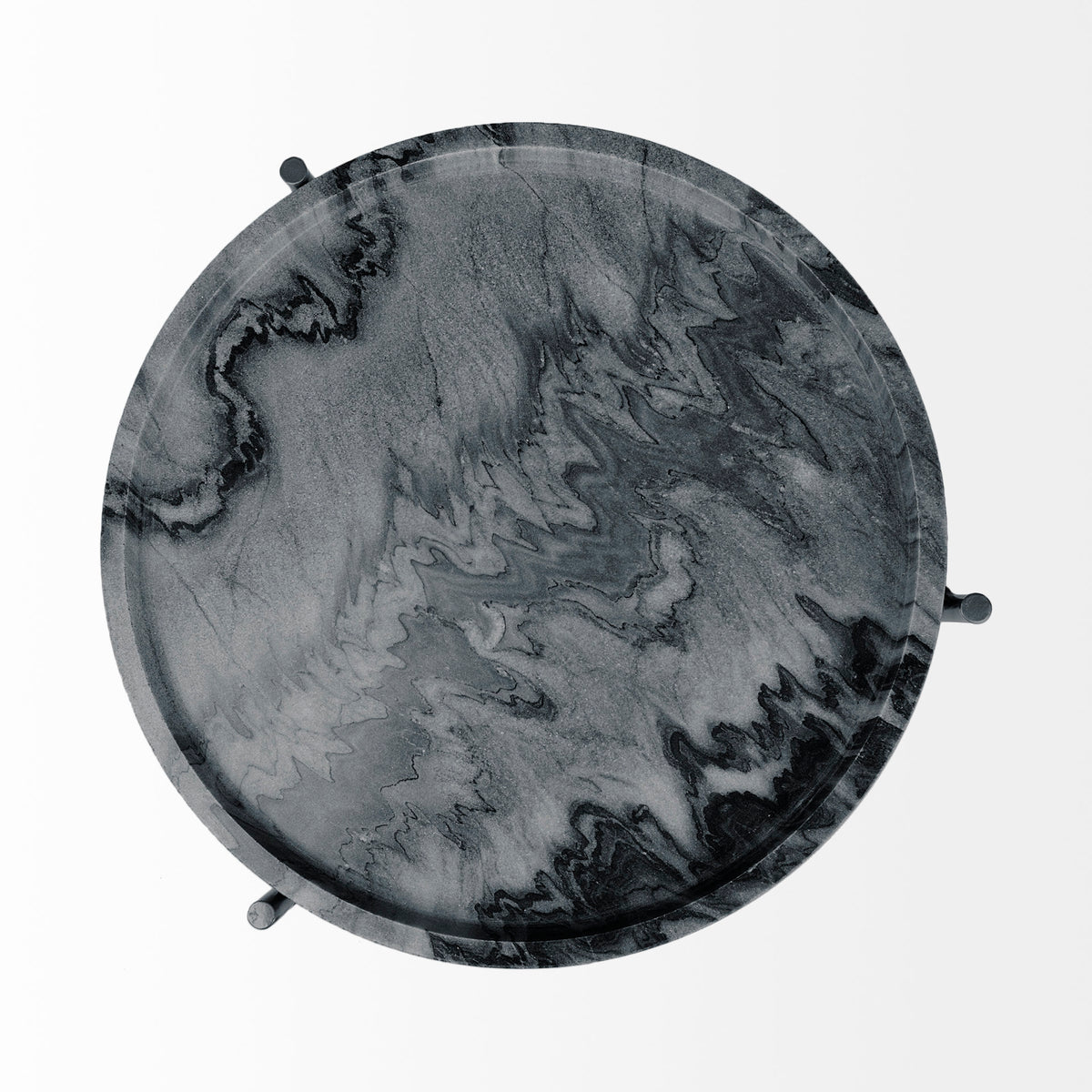 Stella Gray/Black Round Marble Top Accent Table