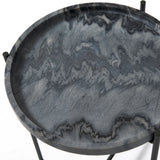 Stella Gray/Black Round Marble Top Accent Table