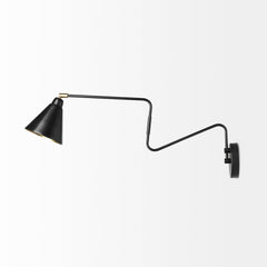 Cobalt Black Metal Cone Shaped Swivel Wall Sconce