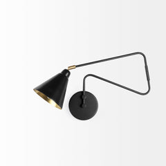 Cobalt Black Metal Cone Shaped Swivel Wall Sconce