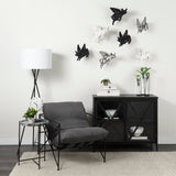Stella Gray/Black Round Marble Top Accent Table