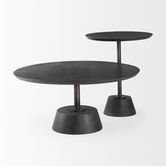 Maxwell Dark Brown/Black 20" Round Wood Metal Pedestal Side Table
