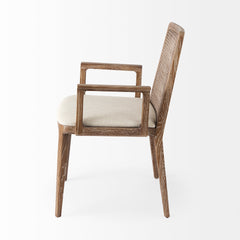 Clara Cream/Light Brown Cane Back Dining Side Chair