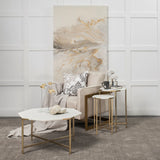 Vincent White/Gold 33" Octagonal Marble Tabletop Coffee Table