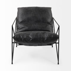 Leonidas Black Faux Leather Seat Accent Chair
