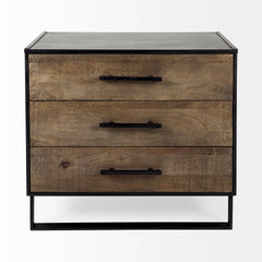 Alvin Brown/Black Wood with Metal Framing Accent Cabinet