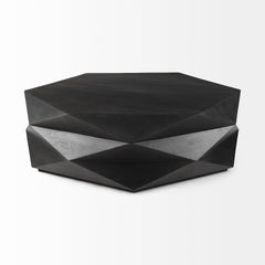 Arreto Black 48" Solid Wood Hexagonal Storage Coffee Table