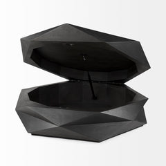 Arreto Black 48" Solid Wood Hexagonal Storage Coffee Table