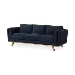 Brooks Navy Blue/Medium Brown Fabric Three Seater Sofa