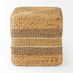 Maya Light Brown/Medium Brown Seagrass Square Pouf
