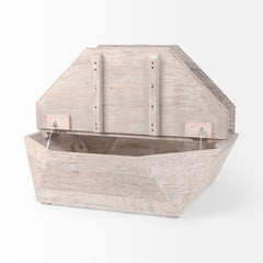 Esagono Natural Octagonal Reclaimed Wood Coffee Table with Storage