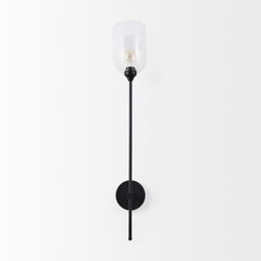 Clyde Matte Black with Glass Round Wall Sconce
