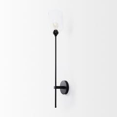 Clyde Matte Black with Glass Round Wall Sconce