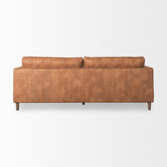 Loretta Cognac Brown Faux Leather Three Seater Sofa with Two Bolster Cushions