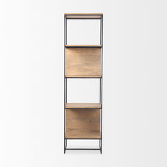 Morris Beige/Black Wood 4-Tier Shelving Unit