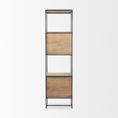 Morris Beige/Black Wood 4-Tier Shelving Unit