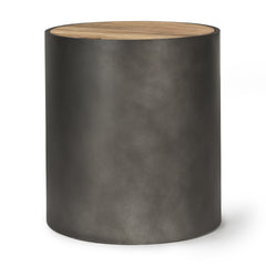 Eclipse Gunmetal Gray/Brown Drum Base End/Side Table