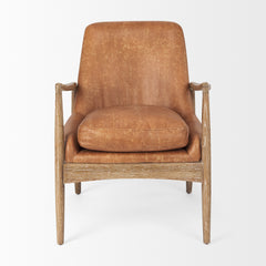 Westan Cognac/Medium Brown Faux Leather Wood Accent Chair