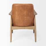 Westan Cognac/Medium Brown Faux Leather Wood Accent Chair
