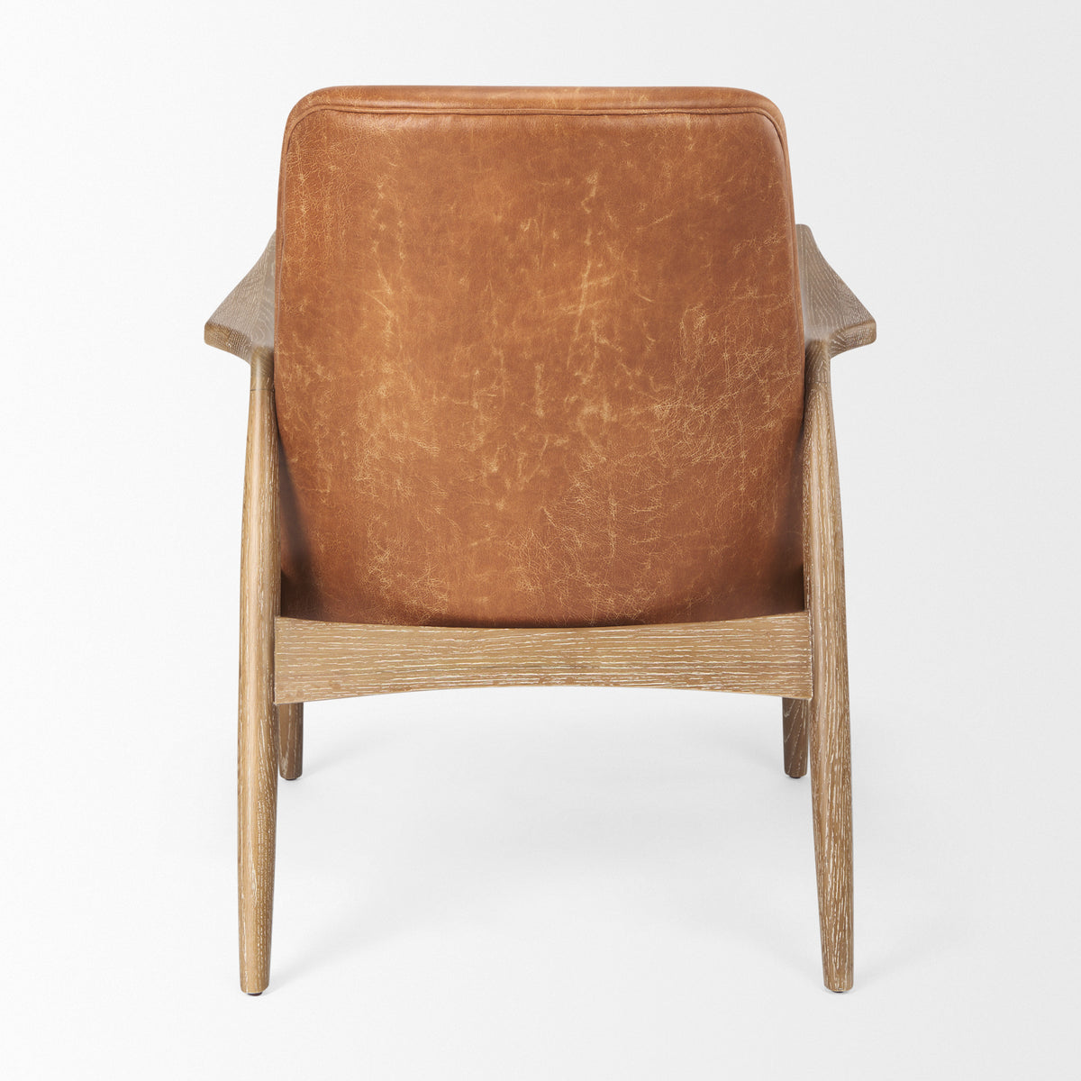 Westan Cognac/Medium Brown Faux Leather Wood Accent Chair