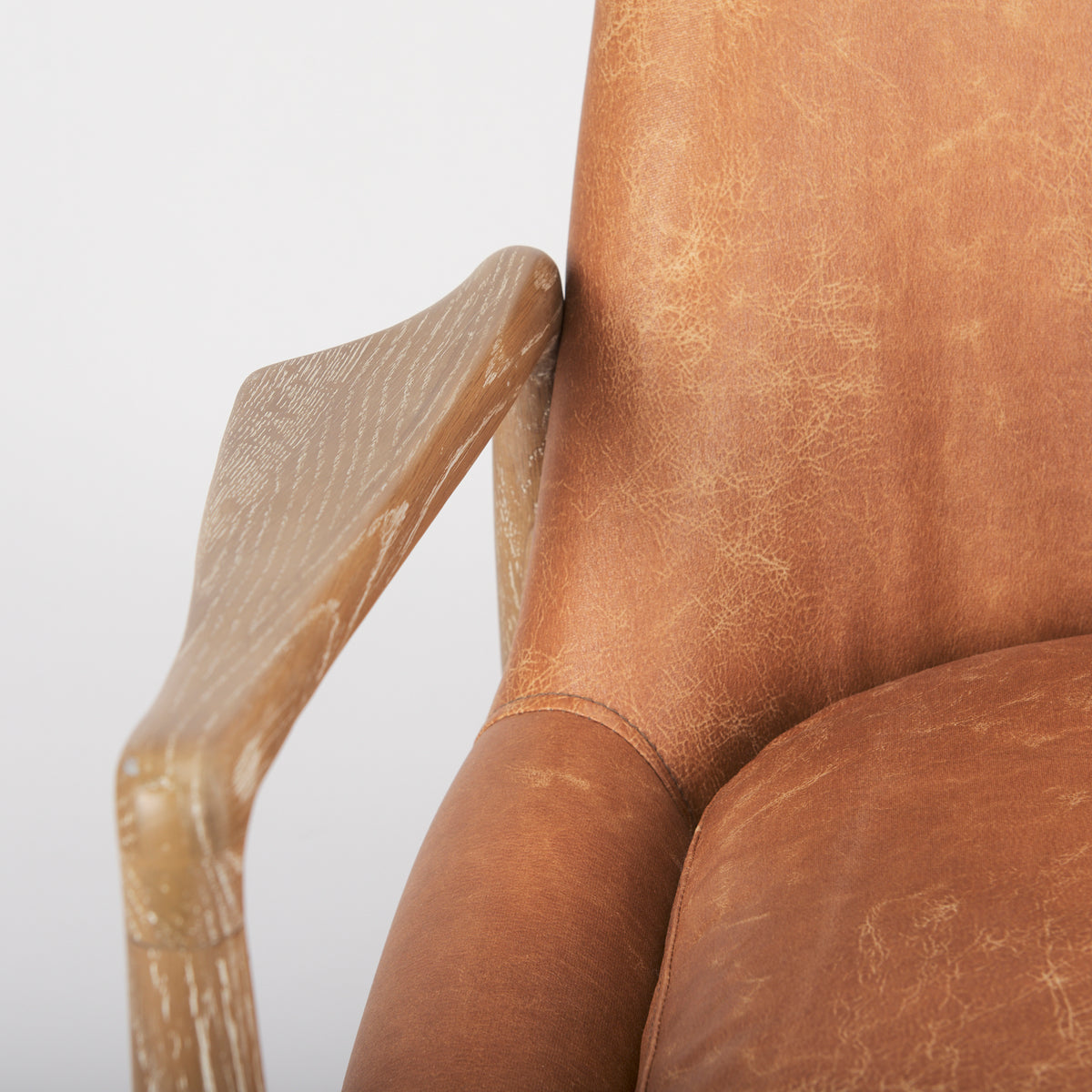 Westan Cognac/Medium Brown Faux Leather Wood Accent Chair