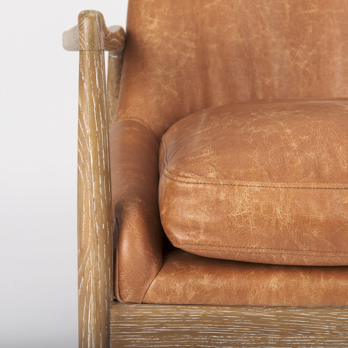 Westan Cognac/Medium Brown Faux Leather Wood Accent Chair