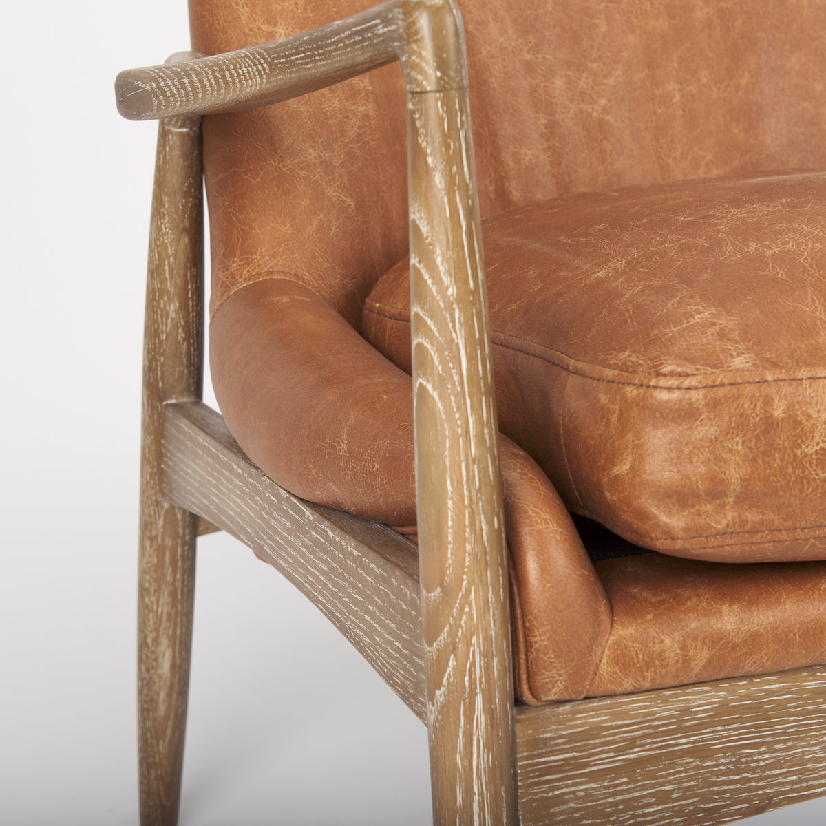 Westan Cognac/Medium Brown Faux Leather Wood Accent Chair