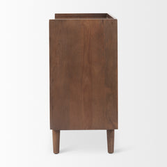 Lillie Medium Brown Wood 2 Door Tray Top Accent Cabinet