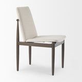 Cavett Cream Curved Back Dining Side Chair with Dark Brown Wood (Set of 2)