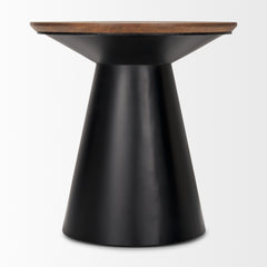 Mitchell Black/Brown Metal Pedetal Base Side Table