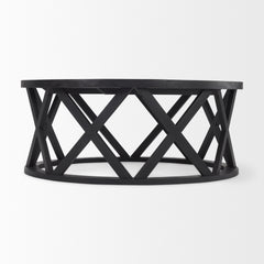 Forsey Black Solid Wood Round Coffee Table