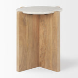 Bianca Light Brown/White Wood and Marble Accent Table