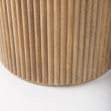 Terra Light Brown Wood Fluted Round Side Table