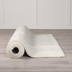 Kolt Gray/Beige 5x8 Neutral Geometric Patterned Wool Area Rug