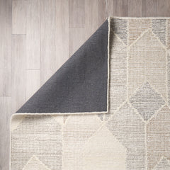 Kolt Gray/Beige 9x12 Neutral Geometric Patterned Wool Area Rug