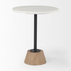 Maxwell White/Black Marble Top Pedestal End/Side Table