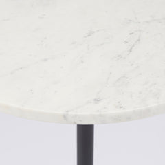 Maxwell White/Black Marble Top Pedestal End/Side Table