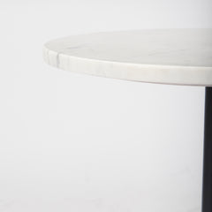 Maxwell White/Black Marble Top Pedestal End/Side Table