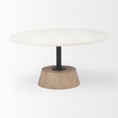 Maxwell White/Black Marble Top Pedestal Base Round Coffee Table