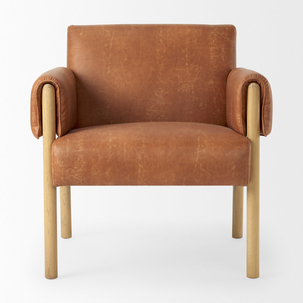 Ashton Brown Vegan Leather with Light Wood Accent Chair