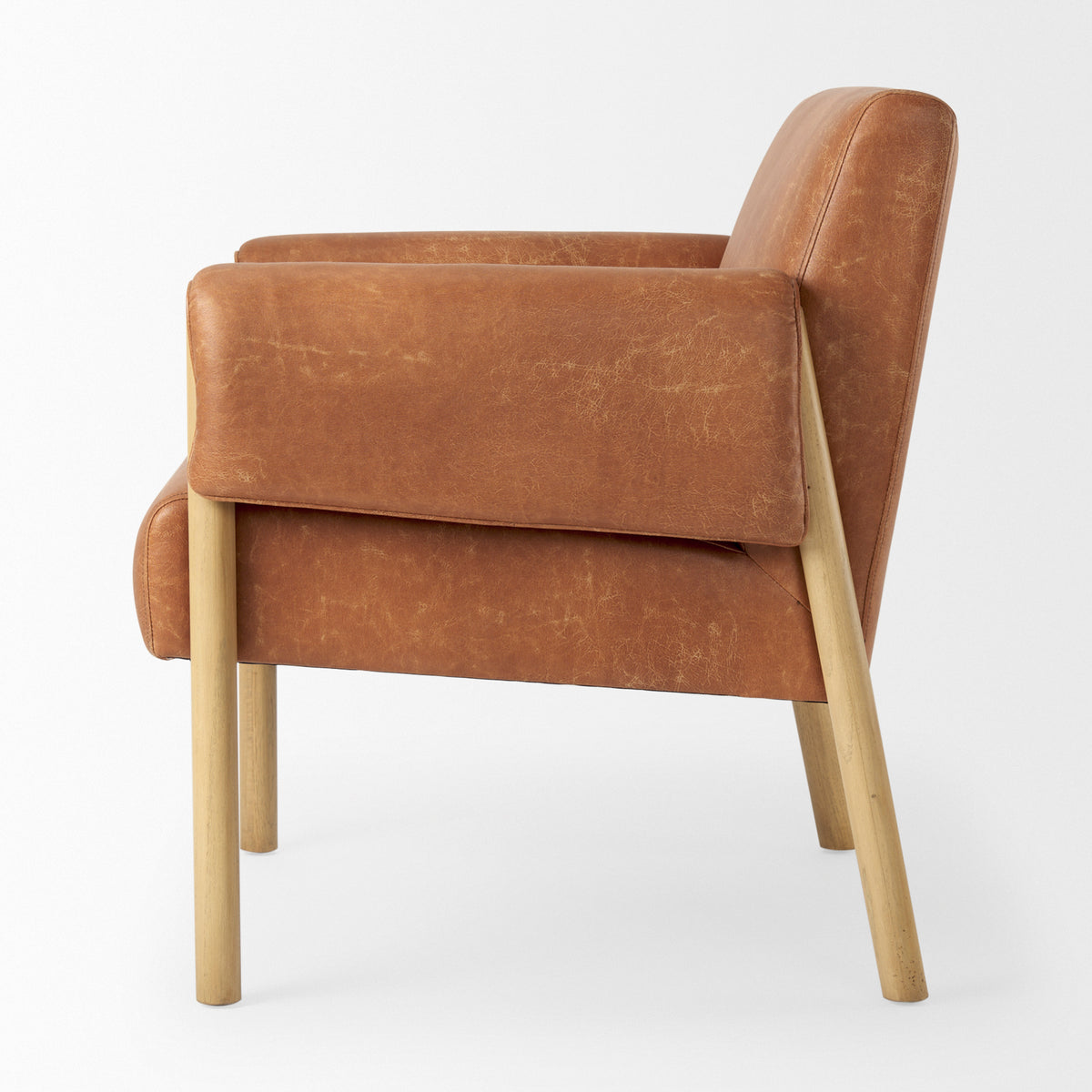 Ashton Brown Vegan Leather with Light Wood Accent Chair