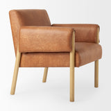 Ashton Brown Vegan Leather with Light Wood Accent Chair
