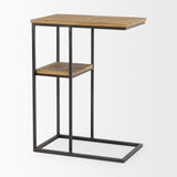 Ronin Black Rectangle 2-Tier Wood Metal Accent Table