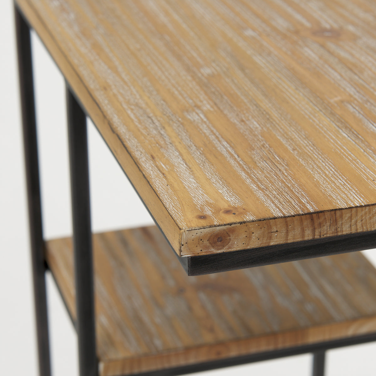 Ronin Black Rectangle 2-Tier Wood Metal Accent Table